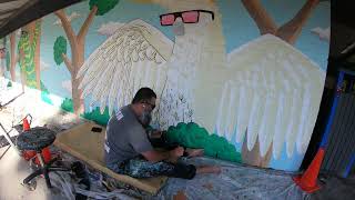 Painting a Cockatoo Mural at Canley Vale Public School [upl. by Corabelle734]