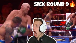 LUCAS TRACY watches insane ROUND 9 of the TYSON VS USYK fight [upl. by Enovi]