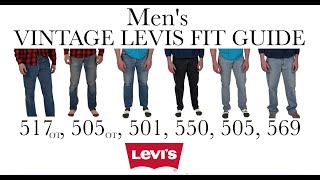 Mens Vintage Levis Fit Guide 505 501 569 517 505ot 550 [upl. by Ditmore]