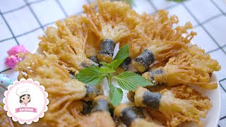 😋 Crunchy deep fried Enoki mushrooms TIKTOK FOOD recipe  KN Home 7 [upl. by Bree]