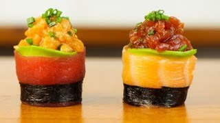 Spicy Tuna Salmon Sushi Roll  Beautiful Food Recipe [upl. by Anelahs]