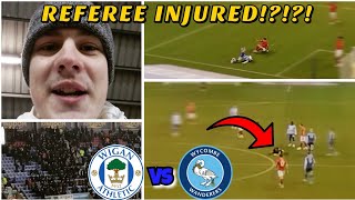 110TH MINUTE WINNER REFEREE GOES OFF INJURED FAN REPLACES OFFICIAL  MORE  Wigan vs Wycombe [upl. by Dnomaj]