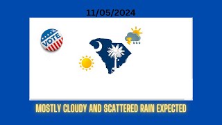 Mostly Cloudy and Scattered Rain Expected Today ibn South Carolina [upl. by Airat]