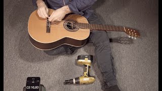 Restringing classical guitar in 6 minutes 6 in 6 challenge [upl. by Rowena275]