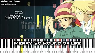 AdvancedMerry Go Round Of Life人生のメリーゴーランド Howls Moving Castle  Piano Arrangement Title faded [upl. by Dnalrag]