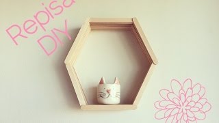 REPISA CON PALITOS DE HELADO  DIY HEXAGON SHELF WITH POPSICLE STICKS [upl. by Jemmy639]