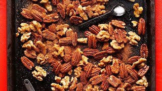 1Pan Candied Spiced Nuts  Minimalist Baker Recipes [upl. by Remas711]