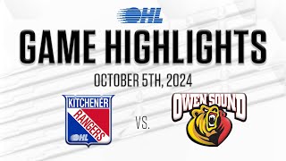 OHL Highlights Kitchener Rangers  Owen Sound Attack Oct 5 2024 [upl. by Aneeram71]