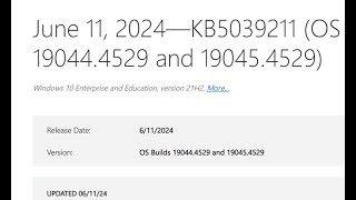 Cumulative Update for Windows 10 Version 22H2 for x64 based Systems KB5039211 [upl. by Nishi]