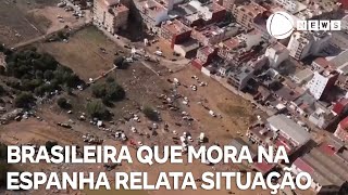 Brasileira que mora na Espanha relata situação após enchentes no país [upl. by Enilorak352]