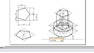 Pentagonal prism resting on Cylindrical slab from VTU question bank Engineering Visualization [upl. by Arvin]