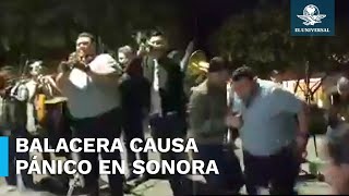 Músicos salen corriendo tras balacera en una fiesta en Sonora [upl. by Anenahs]