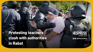 Protesting teachers clash with authorities in Rabat [upl. by Spiegleman]