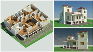 32x42 House Design with two Master Bedroom at ground floor and One Bedroom at first floor [upl. by Bocoj66]