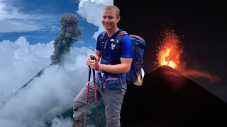 Hiking 9 hours for the craziest experience Volcano Eruption [upl. by Aklim]