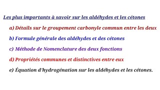 Chimie études des aldéhydes et des cétones  les plus importants à savoir [upl. by Yleve]