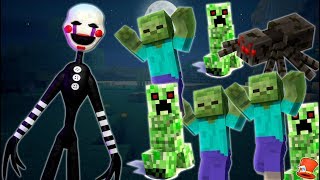 PUPPET MASTER vs ARMY OF MOBS IN MINECRAFT RedHatter FNAF Minecraft [upl. by Marola547]