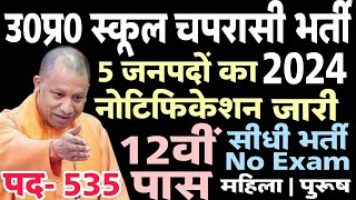 UP स्कूल चपरासी संविदा भर्ती 2024  UP School Peon Vacancy 2024  UP Chaprasi Bharti  12th Pass Job [upl. by Uranie]