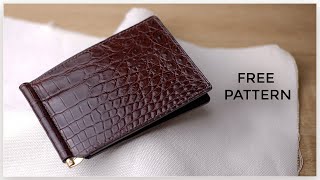 Making A Leather Money Clip Wallet By Hand  Free Pattern  Leather Craft  JUNE CRAFTSMAN [upl. by Crysta]