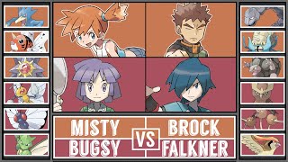 MISTYampBUGSY vs BROCKampFALKNER  KantoJohto Gym Leader Tournament Battle 1 [upl. by Eeladnerb]