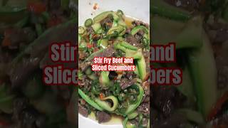 Stir Fry Beef with Sliced Cucumeber stirfry shortsrecipe beefrecipe chineserecipe asianrecipe [upl. by Nyrad80]