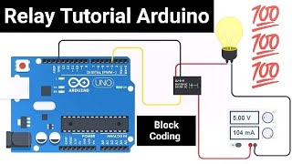 Relay arduino tutorial  Arduino rekay tinkercad  Relay tinkercad  Block coding tinkercad [upl. by Smail]