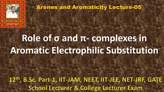 Role of σ and π complexes in Aromatic Electrophilic Substitution Arenes and Aromaticity Lecture05 [upl. by Uhej]