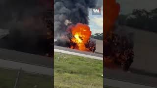 Plane crashes bursts into flames on Florida highway [upl. by Arturo171]