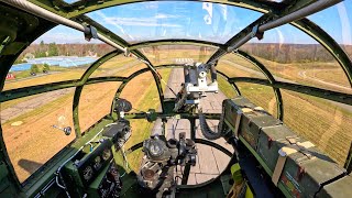 4K B25 Mitchell Nose View  Startup Takeoff LowLevel Flying  TriState Warbird Museum [upl. by Yancey]