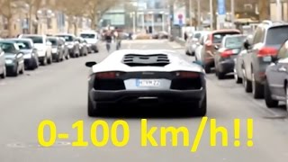 Grigio Estoque Lamborghini Aventador LP7004  Startup and 0100 kmh acceleration [upl. by Justin]