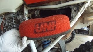 XR600R UNI Air Filter Cleaning [upl. by Akahs372]