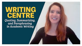 Quoting Summarizing and Paraphrasing in Academic Writing [upl. by Kingdon]