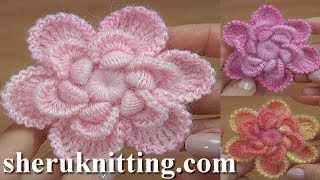 Crochet 3Layer Petal FlowerCrochet Flowers [upl. by Aisatsana]