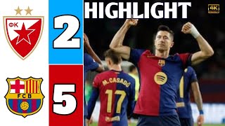 Crvena Zvezda vs Barcelona 14 All Goals Extended Highlights UEFA Champions League 202425 [upl. by Aeiram]