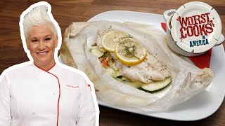 How to Make Branzino en Papillote with Anne Burrell  Worst Cooks in America  Food Network [upl. by Mayeda]