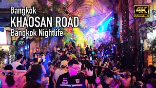 4k Khao San Road  The best party street in Thailand  Bangkok 2024 [upl. by Petty751]