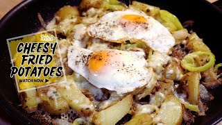 Cheesy Fried Potatoes  Half Cooked Egg [upl. by Berriman450]