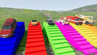 DACIA VOLSKWAGEN FORD BMW COLOR POLICE CARS TRANSPORTING WITH TRUCKS  BeamNGdrive [upl. by Jacobson]