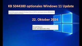 KB 5044380 optionales Windows 11 Update vom 22 10 2024 [upl. by Kirven]