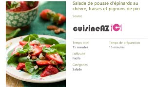 Salade de pousse dépinards au chèvre fraises et pignons de pin [upl. by Groveman]