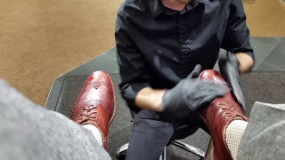 Best shoe shine in Denver  ASMR  POV  Cole Haan Boots [upl. by Elamef545]