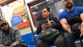 Near brawl on New York City subway car [upl. by Lasiaf]