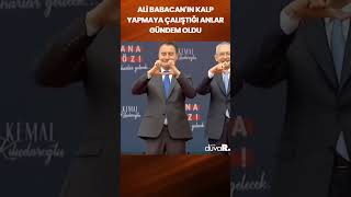 Mitingde eğlenceli dakikalar Ali Babacanın kalp yapmaya çalıştığı anlar gündem oldu [upl. by Eronaele]