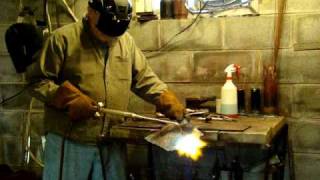 Acetylene oxygen Welding and cutting well Demonstrating Harris 432 torch [upl. by Dhu]