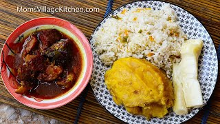 How to Prepare Matooke Rice amp Meat  Ugandas Favorite Food  African Food  Moms Village Kitchen [upl. by Truda813]