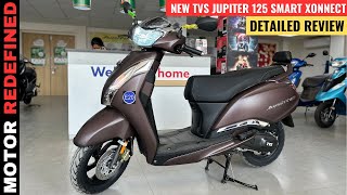 New TVS Jupiter 125 Smart Xonnect 2023 Model Review  On Road Price Mileage Features amp Changes [upl. by Ahteres]