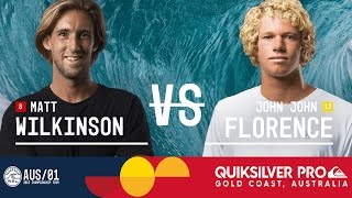 Matt Wilkinson vs John John Florence  Quiksilver Pro Gold Coast 2017 Semifinals Heat 1 [upl. by Eugor]