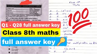 💯full answer key 8th class maths sa2 cba3 real question paper 2024 ll [upl. by Yrovi]