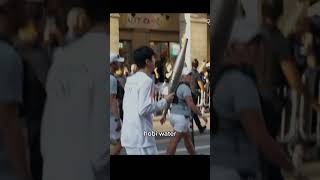 jin as a torch bearer at Paris Olympics 😭he is so fine please jin btsjin bts olympics shorts [upl. by Cinimod5]