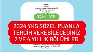 2024 YKS SÖZEL BÖLÜMLER  SÖZELDEN TERCİH VEREBİLECEĞİNİZ 4 VE 2 YILLIK BÖLÜMLER [upl. by Nolrac596]